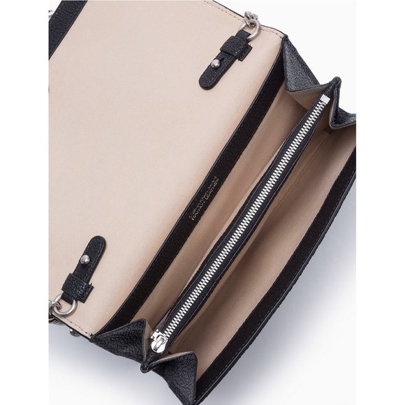 CALVIN KLEIN LEATHER LARGE ACCORDIAN CROSSBODY BAG - Picture 3 of 9